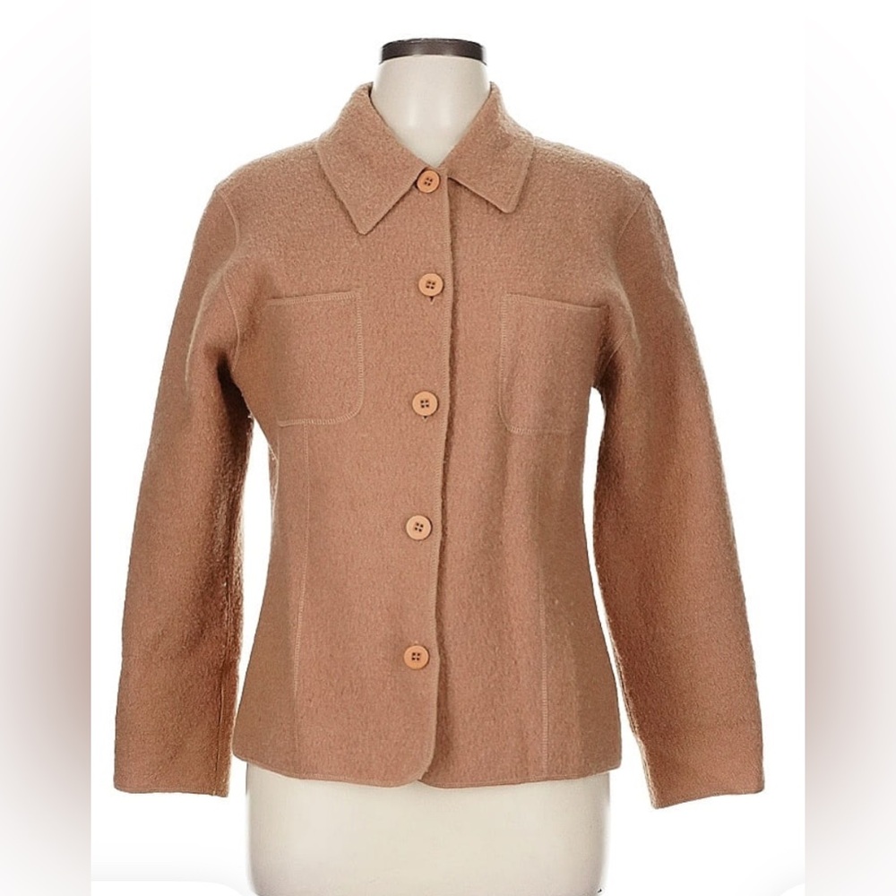 Lisa International Tan Blazer Tailored Wool Blend
